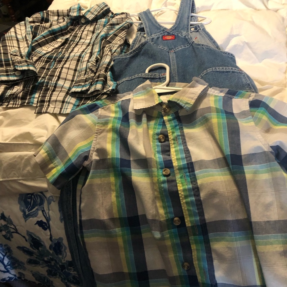 3 pcs Bundle Boys Dickies Overalls 2) Shirts EUC